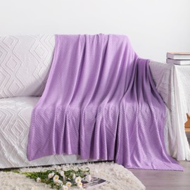 NTBAY Oversized Cooling Throw Blanket - Cable Knit Throw Blanket - Rayon Derived from Bamboo, 3 lbs Soft and Breathable Touch Twin Bed Blanket, 60x80 Inches, Light Purple