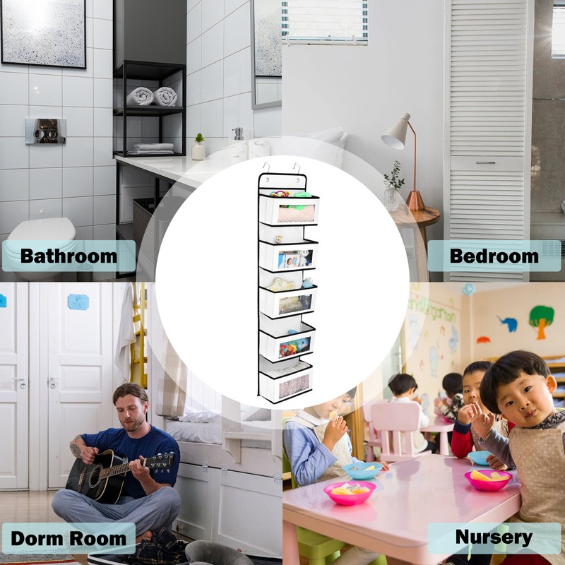 5-Shelf Over Door Organizer Wall Hanging Storage Bag with Clear
