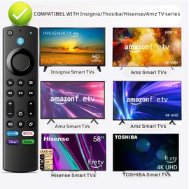 Replacement Voice Remote for Insignia, AMZ 2-Series, 4-Series, Toshiba and Omni Series Smart TVs. for TV Stick Streaming Devices, 1 Year Warranty, for Fire Smart TVs.