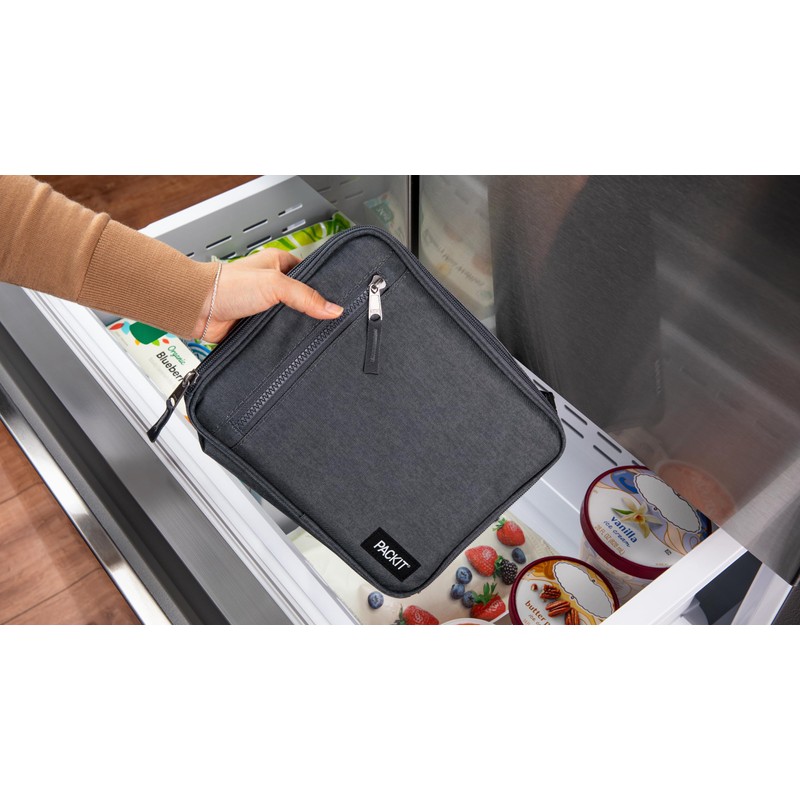 PackIt Freezable Classic Lunch Box, City Charcoal, Built with EcoFreeze®