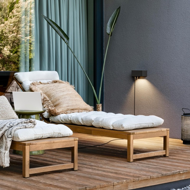 ledscom.de WAST Wall Socket for Outdoor Use, IP44, 2-Way, Anthracite,