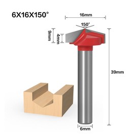 Surface Milling Cutter 6mm Shank V Groove Bits CNC Carbide End Mills 3D Router Bits 60 90 120 150 Degree Woodworking Carving Mills Woodworking Tools (Cutting Edge Length : 6X16X150)