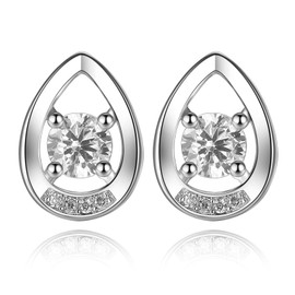 Silver Earrings for Women,Hypoallergenic Silver Stud Earrings Cubic Zirconia Teardrop Earrings Best Birthday Gifts for Her