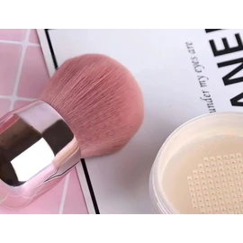 Brochas De Maquillaje Kabuki Para Base Con Esponja Color Rosa