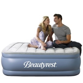 Beautyrest 17" Queen Size Air Mattress with Vertical Beam Construction, Edge Support, External Pump and Puncture Resistant Vinyl for Guests and Camping