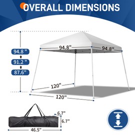 VINGLI 8x8 ft Pop Up Canopy Tent, Easy Up Outdoor Tent Canopy, Foldable Portable Canopies for Camping, Patio, Outdoor Gazebo Slant Legs, Outdoor Instant Shelter Canopies with Carry Bag