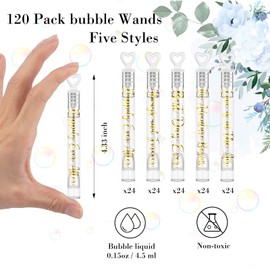 Hollowfly 120 Pcs Heart Wedding Bubble Wands Mini Bubble Wands Bulk Heart Bubble Wands for Wedding Send off Party Supplies for Weddings, Valentine's Day, Anniversaries Celebrations (Love Forever)