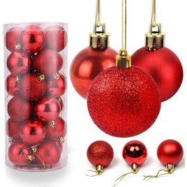 FOMIYES Christmas Baubles, 24 Pieces 6cm Shatterproof Christmas Ball Ornaments, Seasonal Hanging Decorations for Christmas Tree, Red Christmas Ball for Holiday Party Decoration