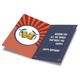 Prime Greetings Cheers and Happy Birthday Card Brother, Made in America, Eco-Friendly, Thick Card Stock with Premium Envelope 5in x 7.75in, Packaged in Protective Mailer