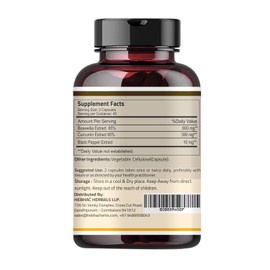 Ireya Ayurveda Boswellia Extract Capsules (90 Capsules) 1000 mg - Boswellia Serrata with 95% Black Pepper Extract and Curcuminoids Extract and 65% Boswellia Extract