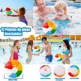 BKYDF Pack de 12 Pelotas de Playa Arcoiris, Juguetes Hinchables de 12" para Piscinas, Juegos Acuáticos de Verano, Regalos Divertidos y Artículos para Fiestas de Cumpleaños Infantiles
