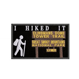 mybrand I Hiked It! Clingmans Dome Tower Trail Great Smoky Mountains National Park Embroidered Patch Iron Seek Adventure Hiking Nature Merit Badge Emblem Tag Gift Applique for Vest Jeans Clothing