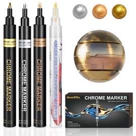 Liquid Chrome Marker - Chrome Paint Pen with Permanent Mirror Effects for Painting, DIY Projects & Touch-up Paint, Includes 3 Chrome Pens (Gold, Silver, Copper, 1-3mm Tips) & 1 Correction Pen