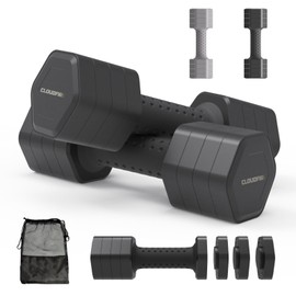 Adjustable Dumbbell Set of 2, Adjustable Dumbbells 5lb with TPU Soft Rubber Handle for Home Gym Exercise Training, Weight for Women and Men (Black)