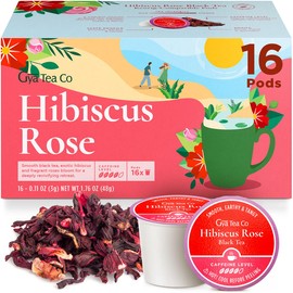 Gya Tea Co Hibiscus Rose Black Tea Pod (16 ct) - High Caffeine Tea with Chamomile & Smooth Tangy Rose for Kickstart the Day