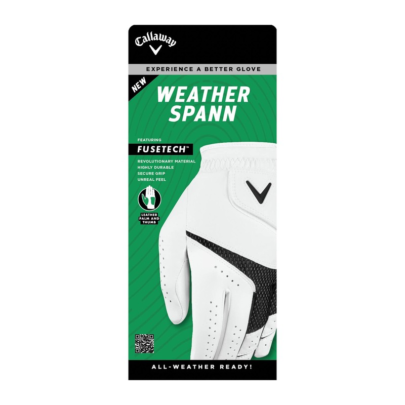 Callaway Golf Weather Spann Glove 2023, White, XL