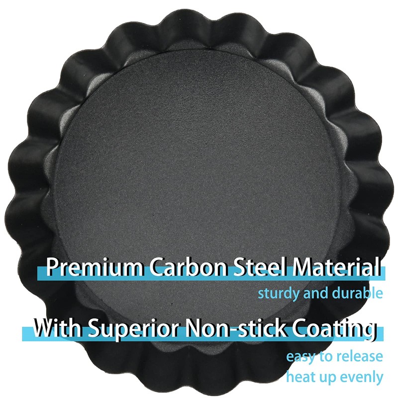 Highkit 8 Pack Tart Tins with Loose Base, Non Stick