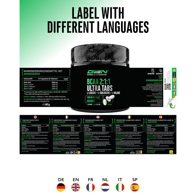 Gen German Elite Nutrition BCAA 2:1:1 Ultra Tabs - 365