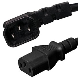 Iron Box Left Angle C14 to C13 Power Cords - 2 Foot, Black, 15A/250V, 14/3 AWG, IEC 60320 - Iron Box Part # IBX-4944-02