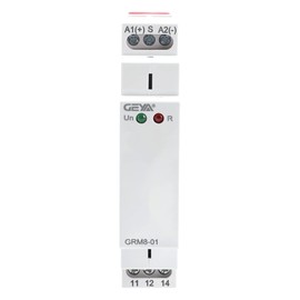 GEYA Relé de impulso de Memoria de bloqueo electrónico 1SPDT 16A amplio Rango de voltaje Montado en riel DIN(GRM8-01, AC/DC12V~240V)