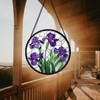 JOSUMALY Stained Glass Window Hanging - Purple Iris Flower Sun
