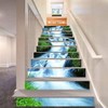 6pcs Waterproof Waterfall Pattern Stair Stickers 3D Self Adhesive Wall