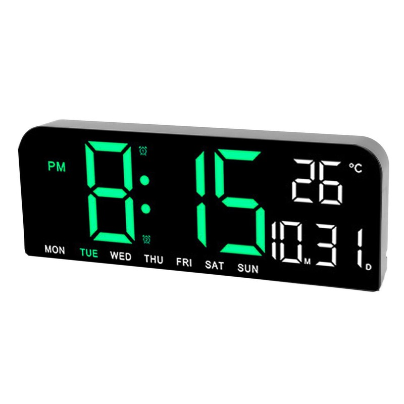 Digital Alarm Clock Large LED Display Desk Wall Clock with