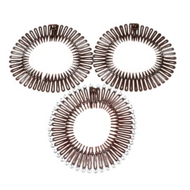 Perfect Hairstyle with Our Hair Accessories - Brown Silver Headband Set 3 Flex Spider Hair Comb Teeth Accordion Stretch Fashionable Hair Accessory Hair Jewelry Accessories for Lady Women