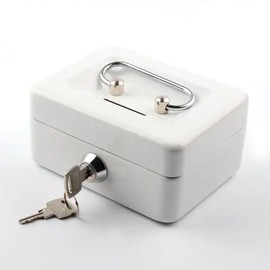 ENN LLC Mini Handheld Safe with Key for Home (White)