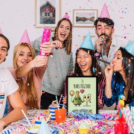 Stuff4 14th Anniversary Poster Framed - 14 Years Together - Happy 14th Wedding Anniversary Cute Gifts for Girlfriend Companion Partner Wife Husband Boyfriend, 8x10 Inch Anniversaries Posters