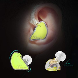 BASN Bmaster Noise Isolating in Ear Monitor Earphones, 1BA+2DD Hybrid Balanced Armature Driver IEM Headphones with Two Detachable MMCX Cables (Yellow)