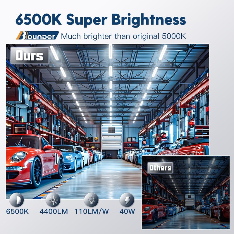 BBOUNDER 10 Pack Linkable LED Utility Shop Light, 4400 LM,