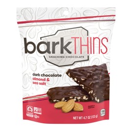 barkTHINS Dark Chocolate Almond and Sea Salt Snacking Chocolate, Holiday, 4.7 oz Bag