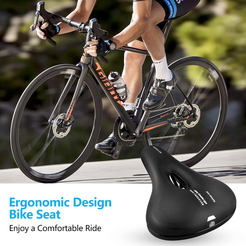 omitium Bicycle Saddle, Memory Foam Padded Bicycle Seat, Breathable Hollow