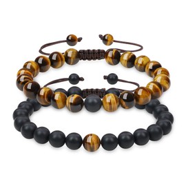 COAI Geschenkideen Partnerarmbänder Freundschaftsarmbänder aus Tigerauge und Matt Onyx für Damen Herren