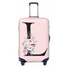 Spandex Travel Luggage Cover Cute Pink Suitcase Protector Bag,Black Letter