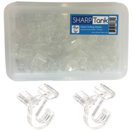 SharpTank Clear Hinged Ceiling Hooks - 40 Pack of T-Bar Track Clips for Suspended Ceilings - Hooks for Hanging Classroom Decorations, Office Signs, Plants - Holds up to 10 lbs
