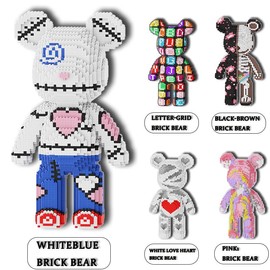 DIY building block toys - bear building blocks - trendy items - Easter gifts - 3688 PCS building block games - Color: Whiteblue