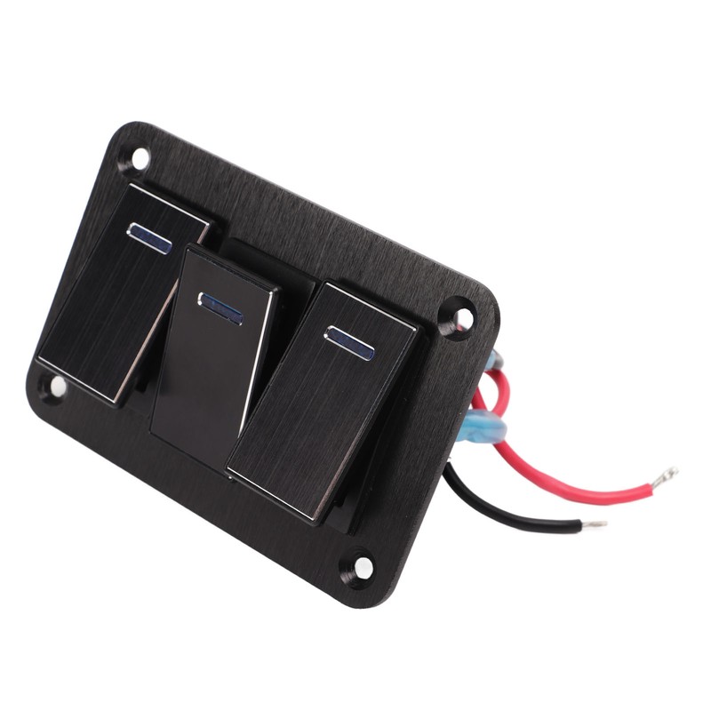 3 Gang Rocker Switch Panel Waterproof Pre Wired Aluminum Alloy