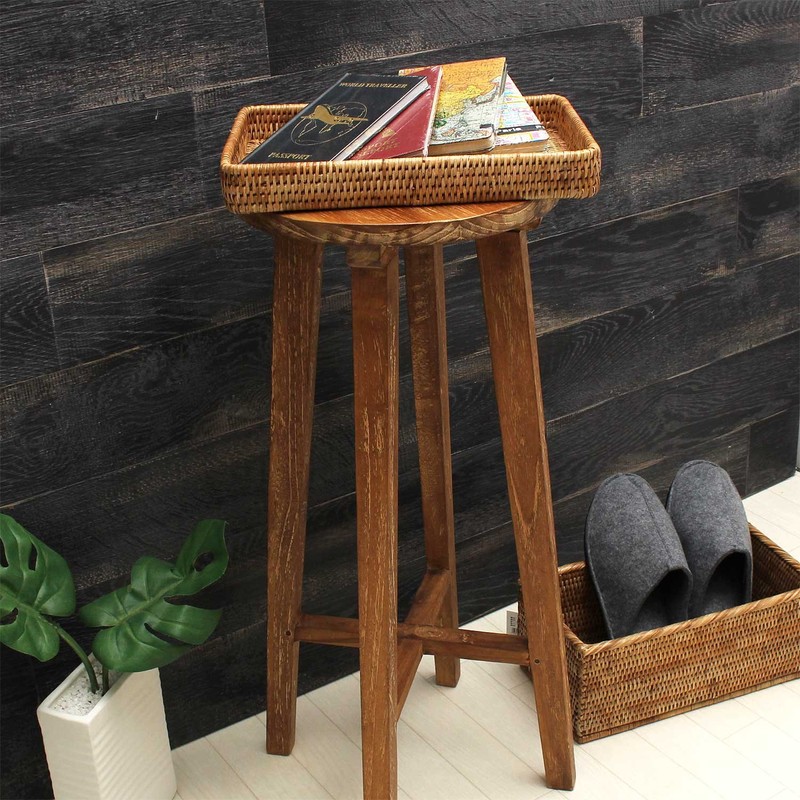 DaiDo BRONX GN856 Rattan Rectangular Basket Shallow Spa Tray, Natural