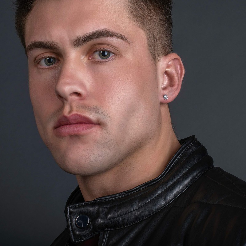 ZAVANA 6 mm Solitaire Zirconia Silver Stud Earrings for Men