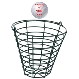 Main Products Metal Range Golf Ball Baskets with Handle, Golf Ball Storage Bucket, Holds 100 Golf Balls (Golf Balls Not Included)