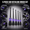 Car Detailing Brush Set, 5-Pack Purple Detail Brushes for Interior