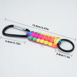 HO2NLE Pack of 12 Paracord Key Rings with Carabiner Braided Lanyard Multifunctional Lanyard Paracord with Clip Ring for Outdoor Camping Hiking, multi-coloured