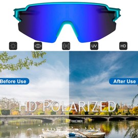 Rock Bros Polarized Sunglasses, Sports Sunglasses, UV400, UV Protection, Ultra Lightweight, Polarized Lens, Reduces Glare, Includes Storage Pouch, Unisex, Bicycle Sunglasses, Myopia, Fishing, Running,