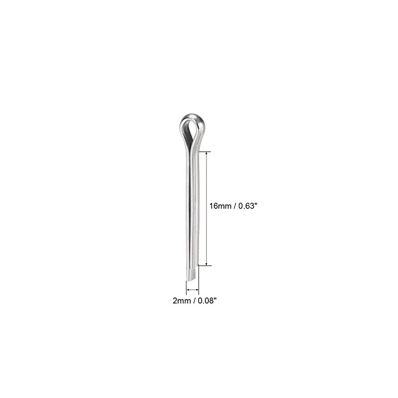 sourcing map Split Cotter Pin - 2mm x 16mm 304