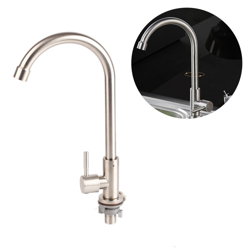 G1/2in Thread Stainless Steel Single Cold Single Hole Sink Water