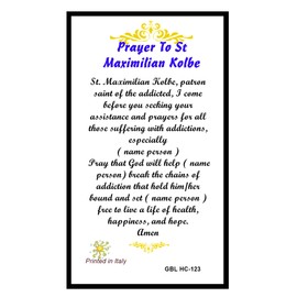 Saint Maximilian Kolbe Patron of Victims of Drug Addiction Laminated Holy Card Blessed by His Holiness Imported from Italy