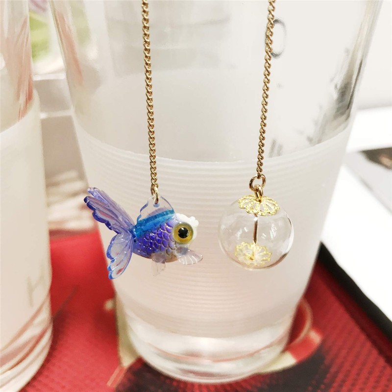 DAMLENG Pendientes colgantes de resina acrílica, diseño de peces en