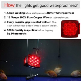 CZC AUTO CZC AUTO 12V Submersible LED Trailer Tail Light Kit for Under 80 Inch Trailer Boat utility Trailer Waterproof (Trailer light kit)